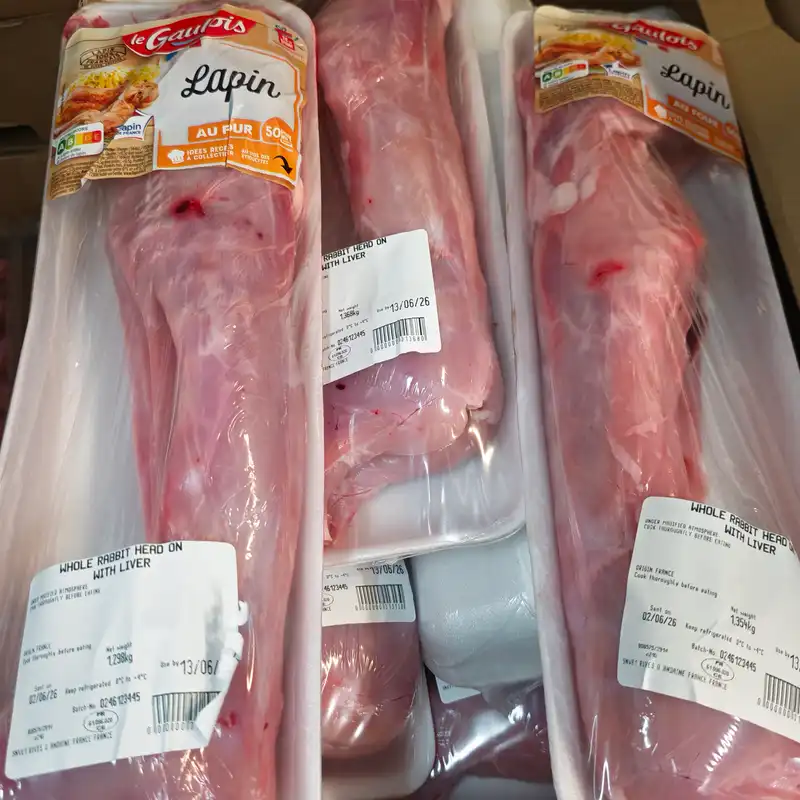 Fresh Whole Rabbit Head On, 1x1.1.3kg