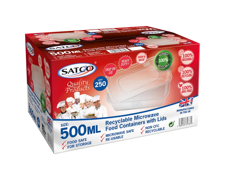 Satco 500ml Containers with Lids, 250pcs
