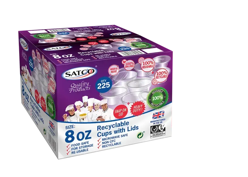 Satco 8oz Clear Cups with Lids, 225pcs