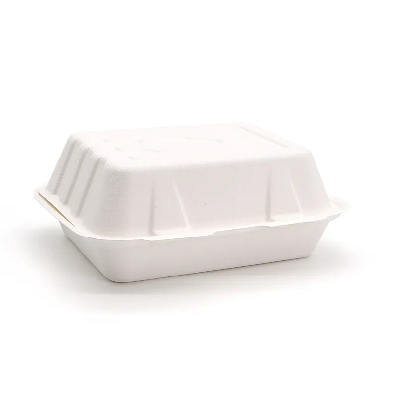 Bagasse Clamshell Takeout Boxes 7x5x2", 1x500pcs